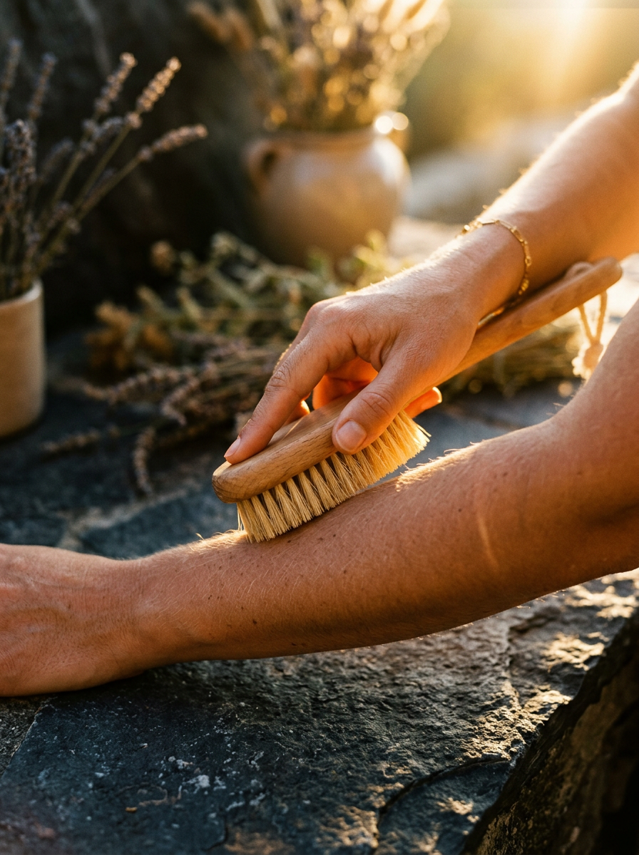 ALTSOL how to apply step 01 exfoliate body brush sun halo backlight editorial