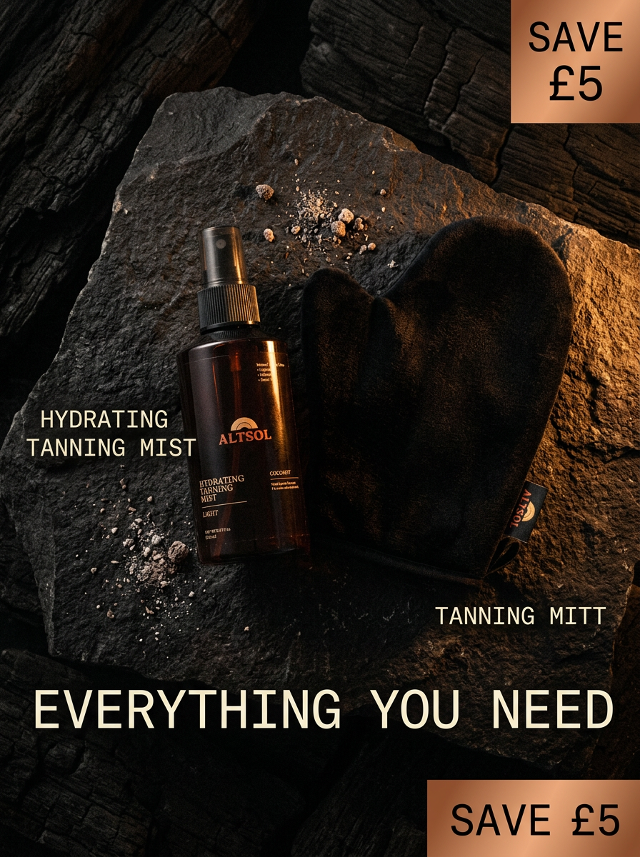 ALTSOL Bundle infographic hydrating tanning mist tanning mitt save 5 everything you need